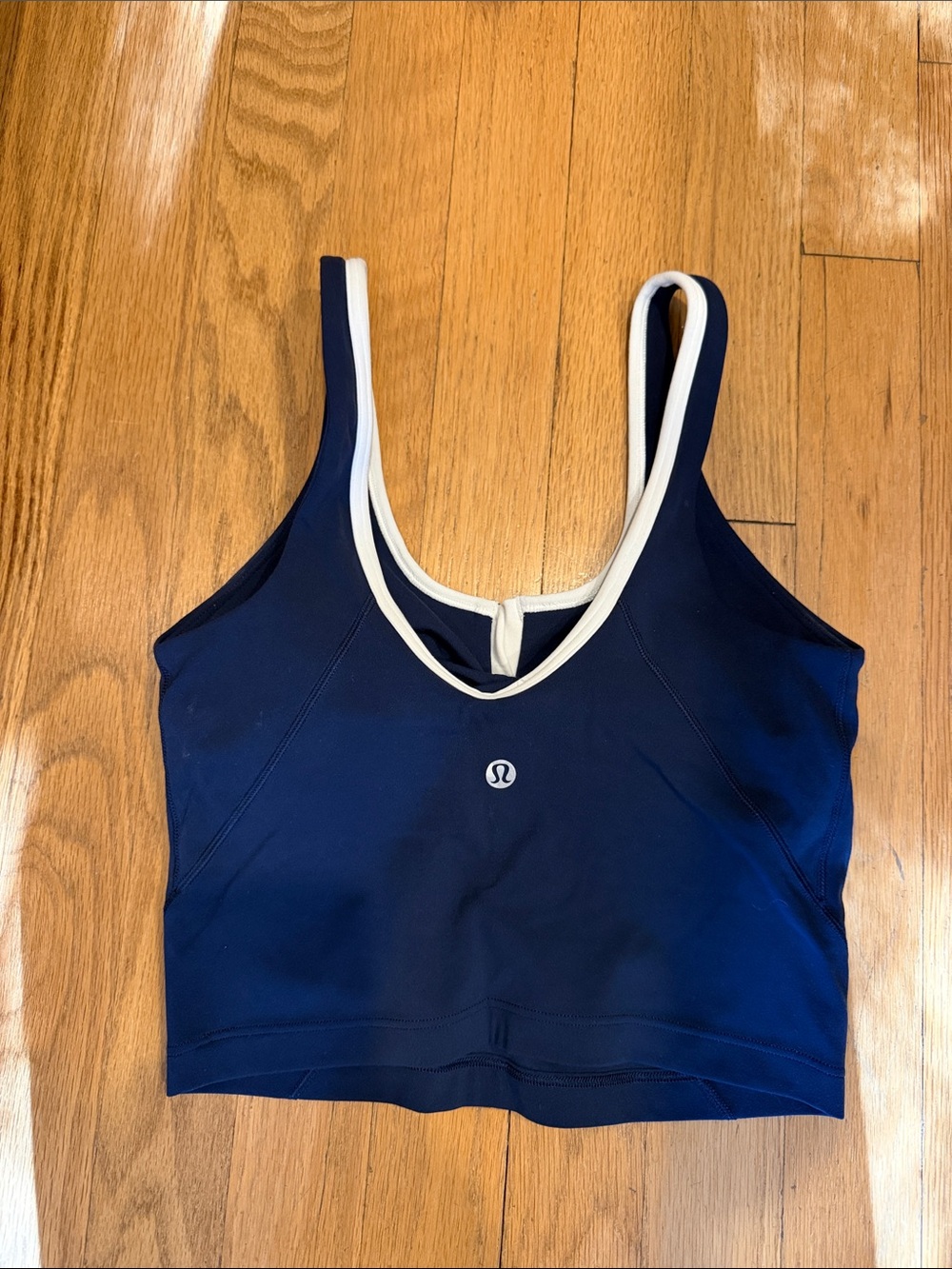 lululemon athletica Navy Sports Crop Bra with White Trim